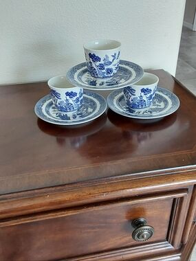 Johnson Brothers Blue and White Porcelain Cup and Saucer Set